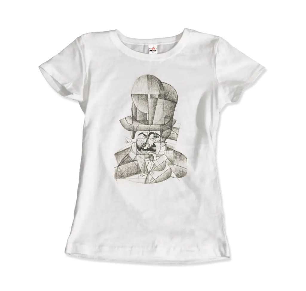 Juan Gris Man with Opera Hat 1912 Artwork T-Shirt by Art-O-Rama Shop ART-O-RAMA-SHOP