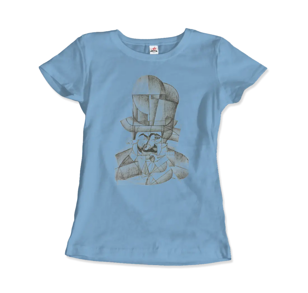Juan Gris Man with Opera Hat 1912 Artwork T-Shirt by Art-O-Rama Shop ART-O-RAMA-SHOP