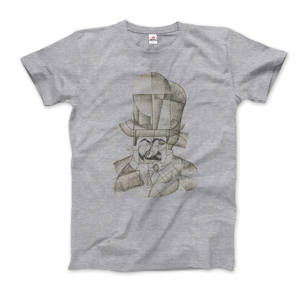 Juan Gris Man with Opera Hat 1912 Artwork T-Shirt by Art-O-Rama Shop ART-O-RAMA-SHOP