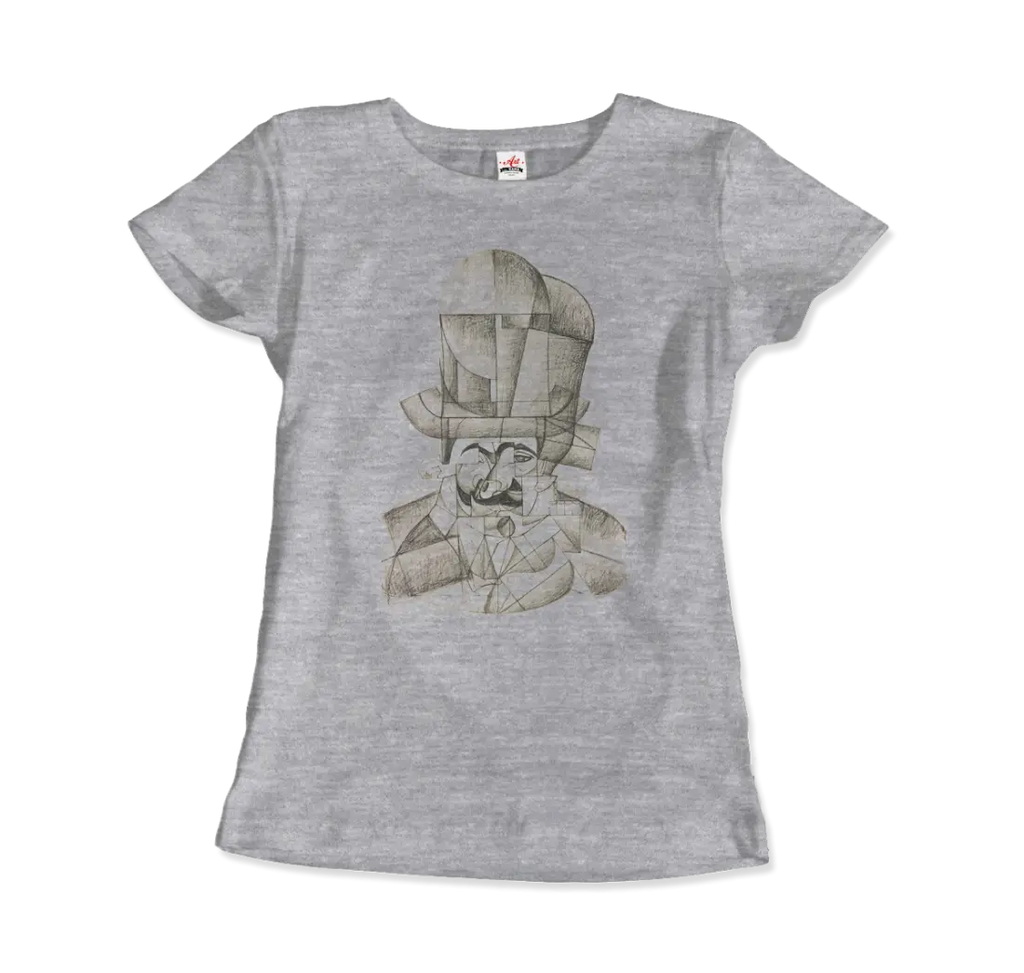 Juan Gris Man with Opera Hat 1912 Artwork T-Shirt by Art-O-Rama Shop ART-O-RAMA-SHOP