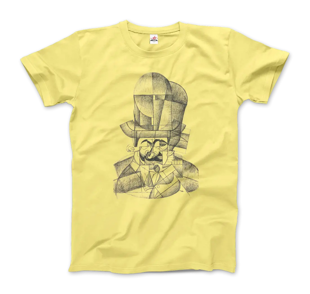 Juan Gris Man with Opera Hat 1912 Artwork T-Shirt by Art-O-Rama Shop ART-O-RAMA-SHOP