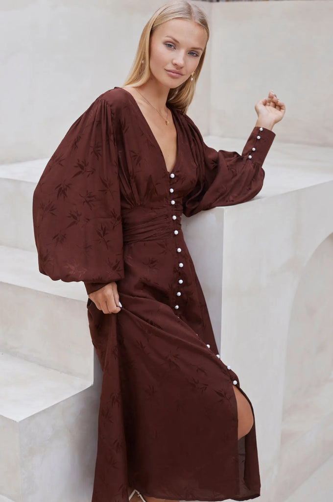 Juliette Pearl Buttons Midi Dress by Bali ELF - Ladiesse