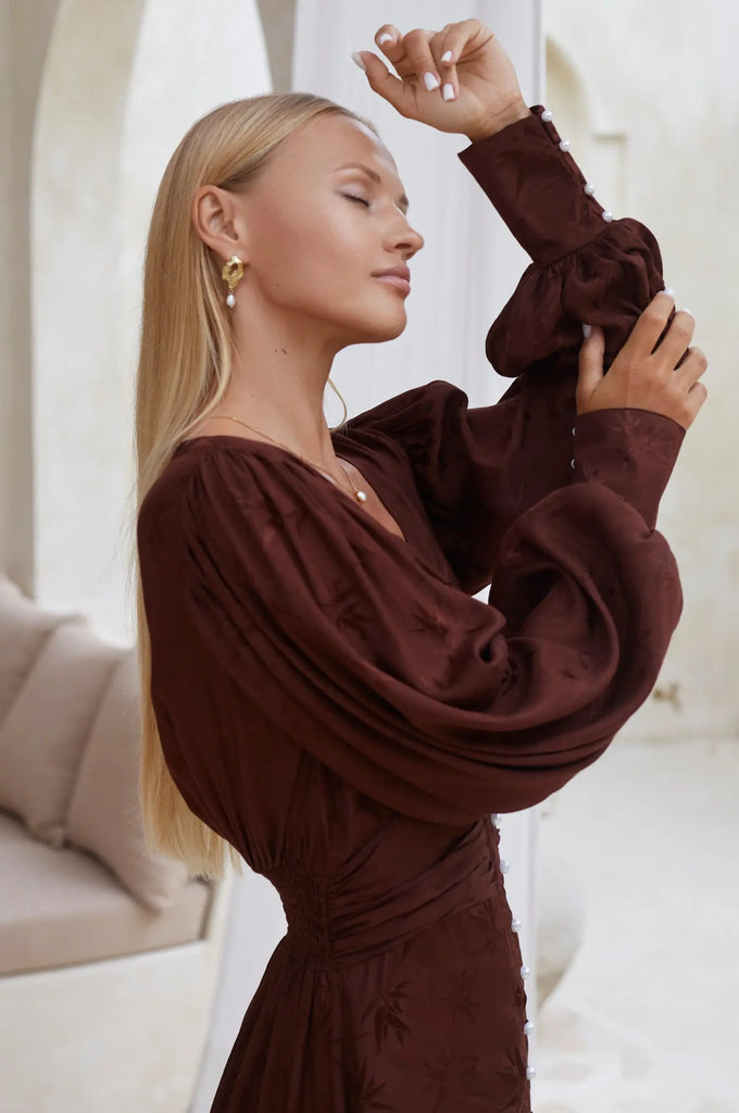 Juliette Pearl Buttons Midi Dress by Bali ELF - Ladiesse