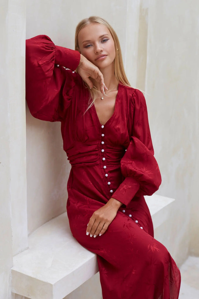 Juliette Pearl Buttons Midi Dress by Bali ELF Bali ELF