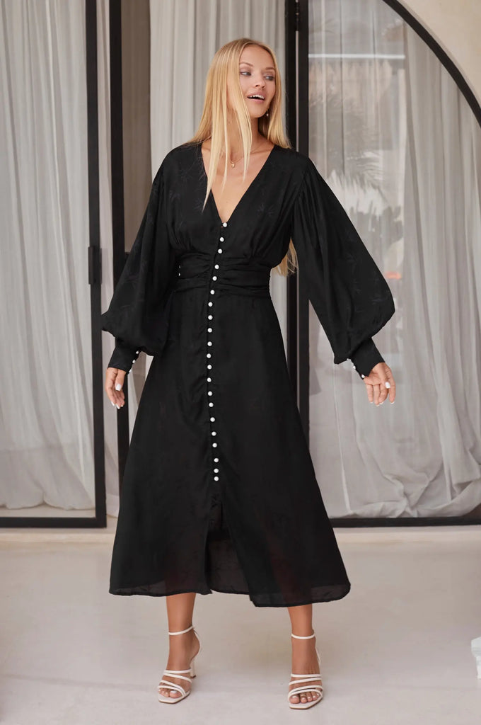 Juliette Pearl Buttons Midi Dress by Bali ELF Bali ELF