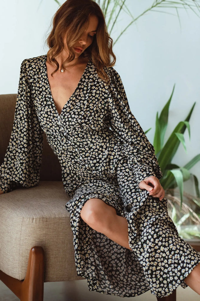 Juliette Pearl Buttons Midi Dress by Bali ELF Bali ELF