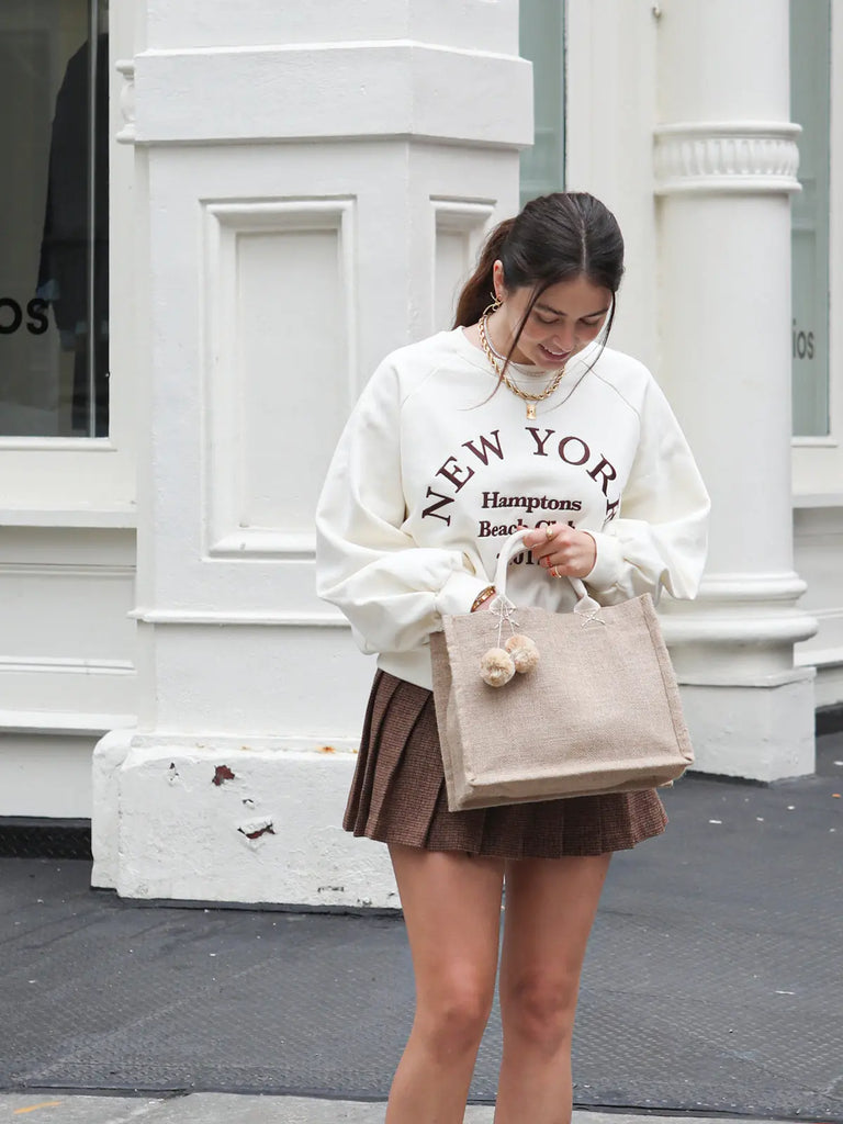 Jute Canvas Gift Bag With Pompom by KORISSA KORISSA