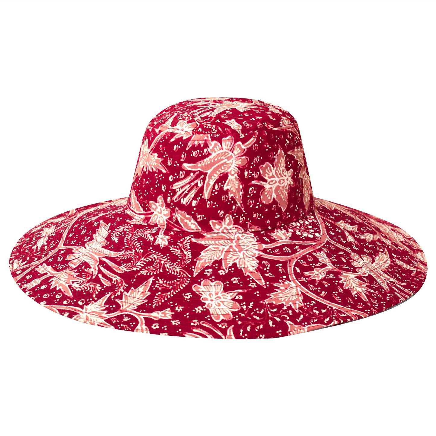 The Kusuma Chinoiserie Batik Hat in Maroon Red