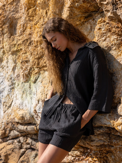 Kaya Drawstring Shorts - Charcoal