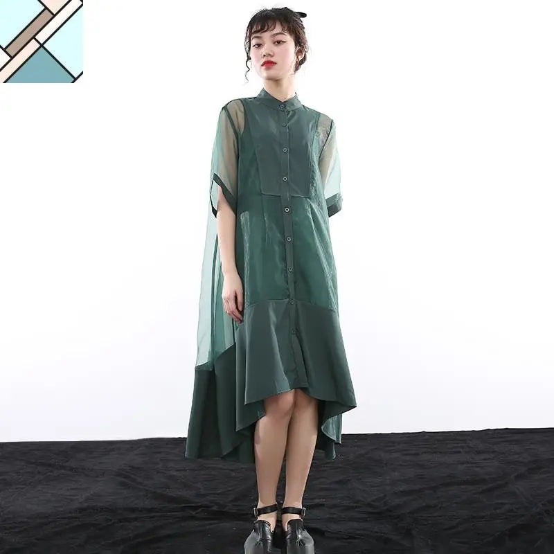 Koharu Irregular Shirt Dress by Marigold Shadows MARIGOLD SHADOWS