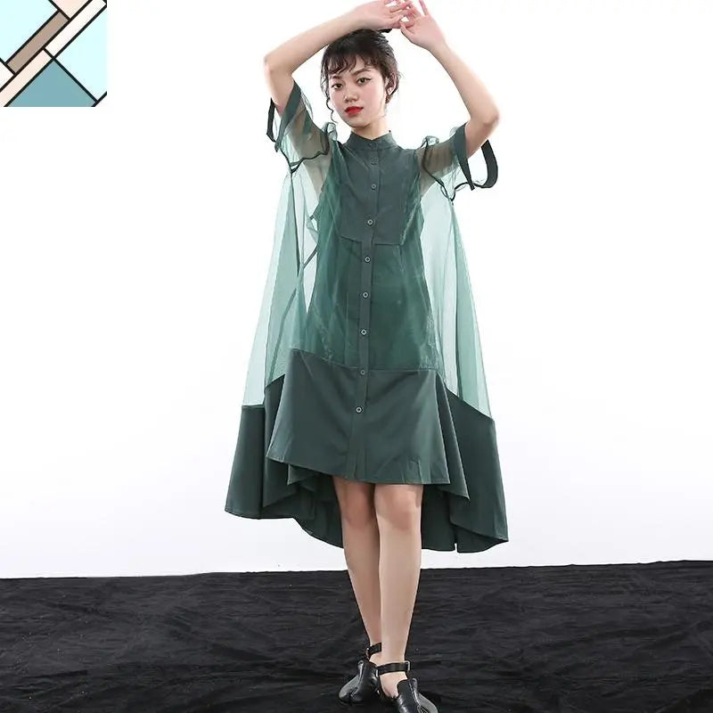 Koharu Irregular Shirt Dress by Marigold Shadows MARIGOLD SHADOWS