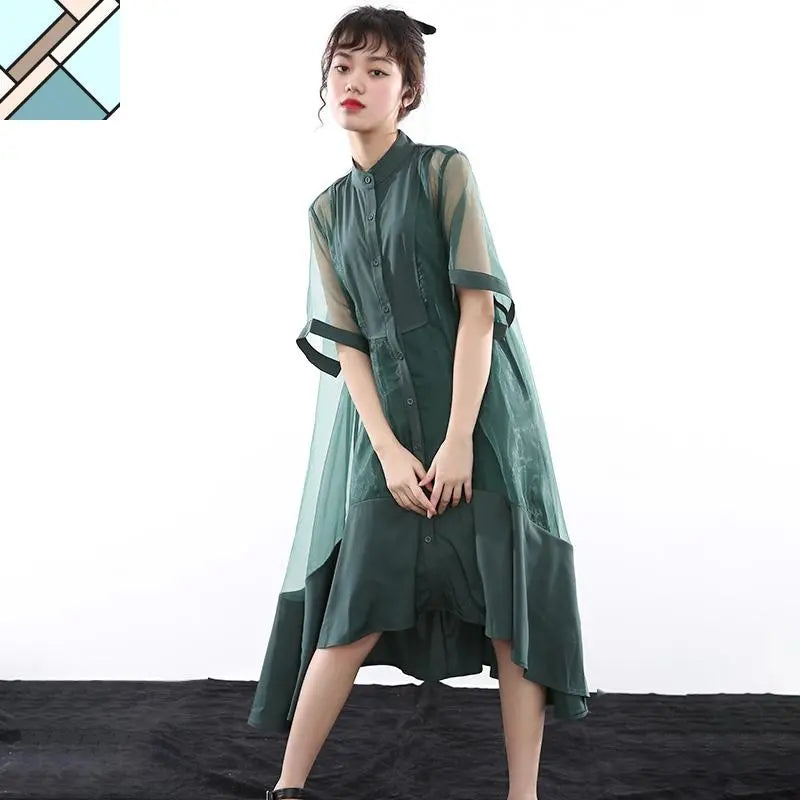 Koharu Irregular Shirt Dress by Marigold Shadows MARIGOLD SHADOWS