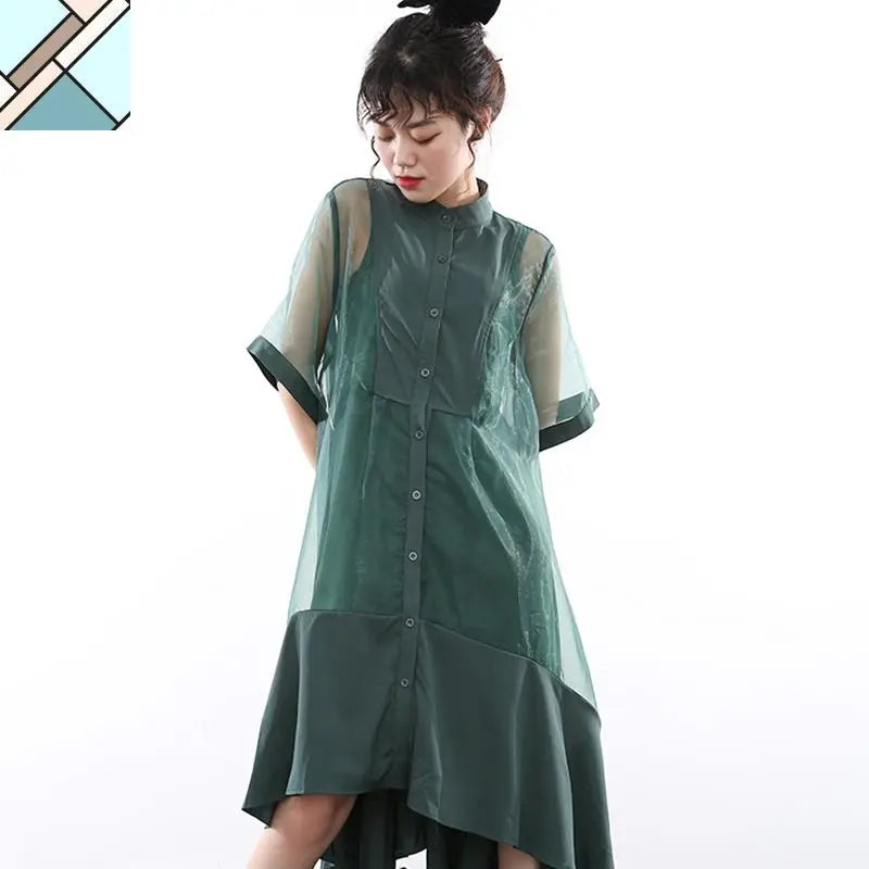 Koharu Irregular Shirt Dress by Marigold Shadows MARIGOLD SHADOWS