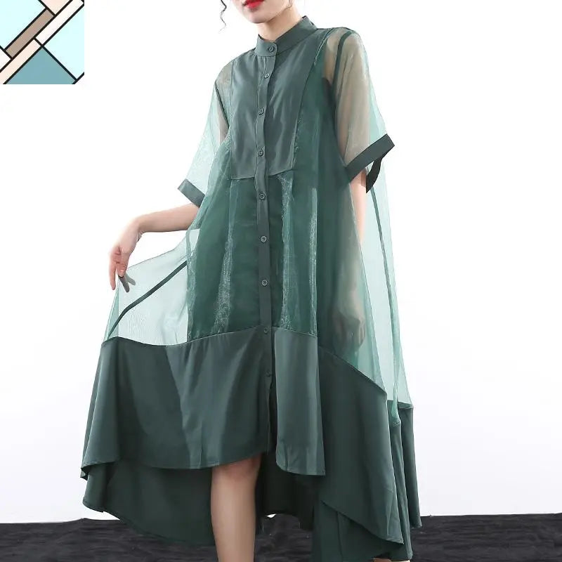 Koharu Irregular Shirt Dress by Marigold Shadows MARIGOLD SHADOWS