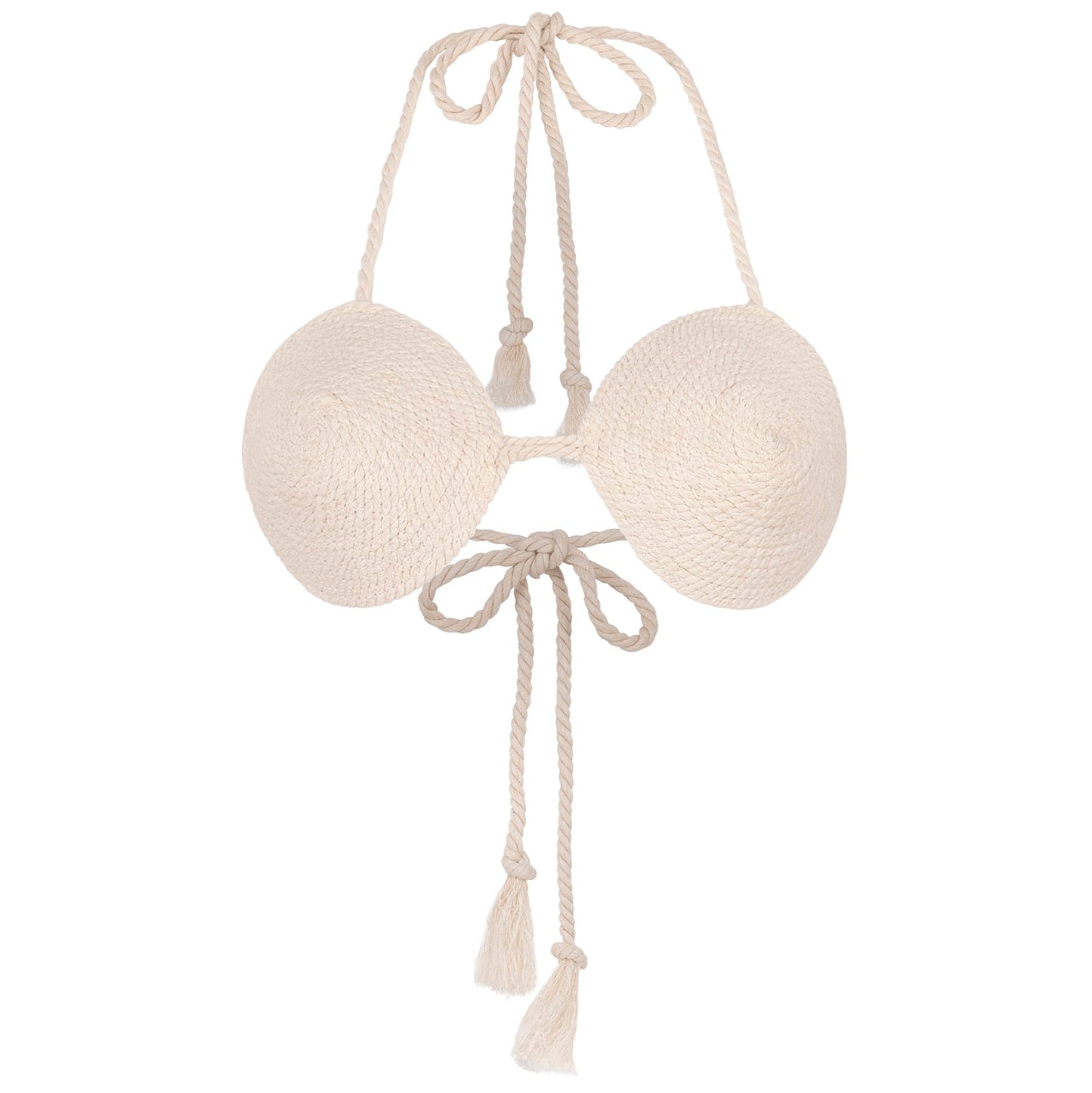 LEIA Cotton Rope Bikini Top in Off-White