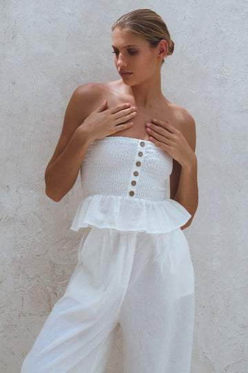 Laura Smocked Linen Top by Bali Lane Bali Lane