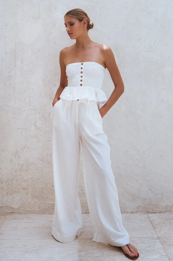 Laura Smocked Linen Top by Bali Lane Bali Lane