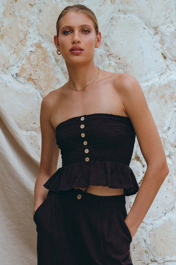 Laura Smocked Linen Top by Bali Lane Bali Lane