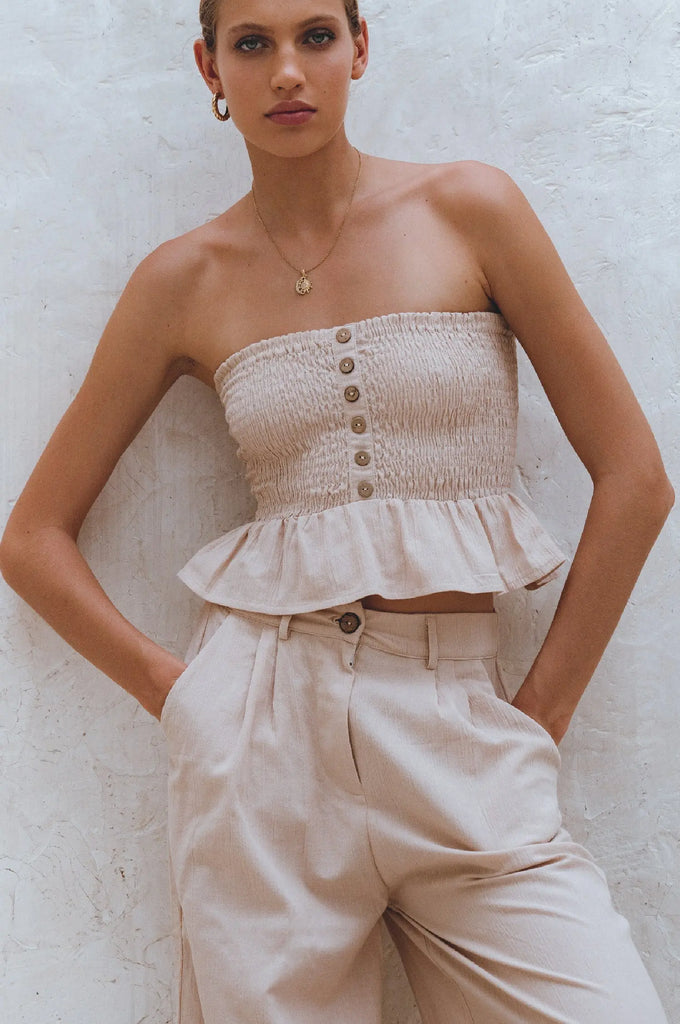 Laura Smocked Linen Top by Bali Lane Bali Lane