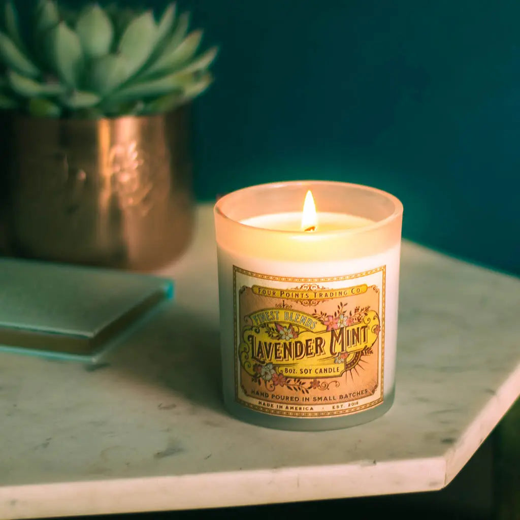 Lavender Mint 8oz Soy Scented Candle by Four Points Trading Co. FOUR POINTS TRADING CO.