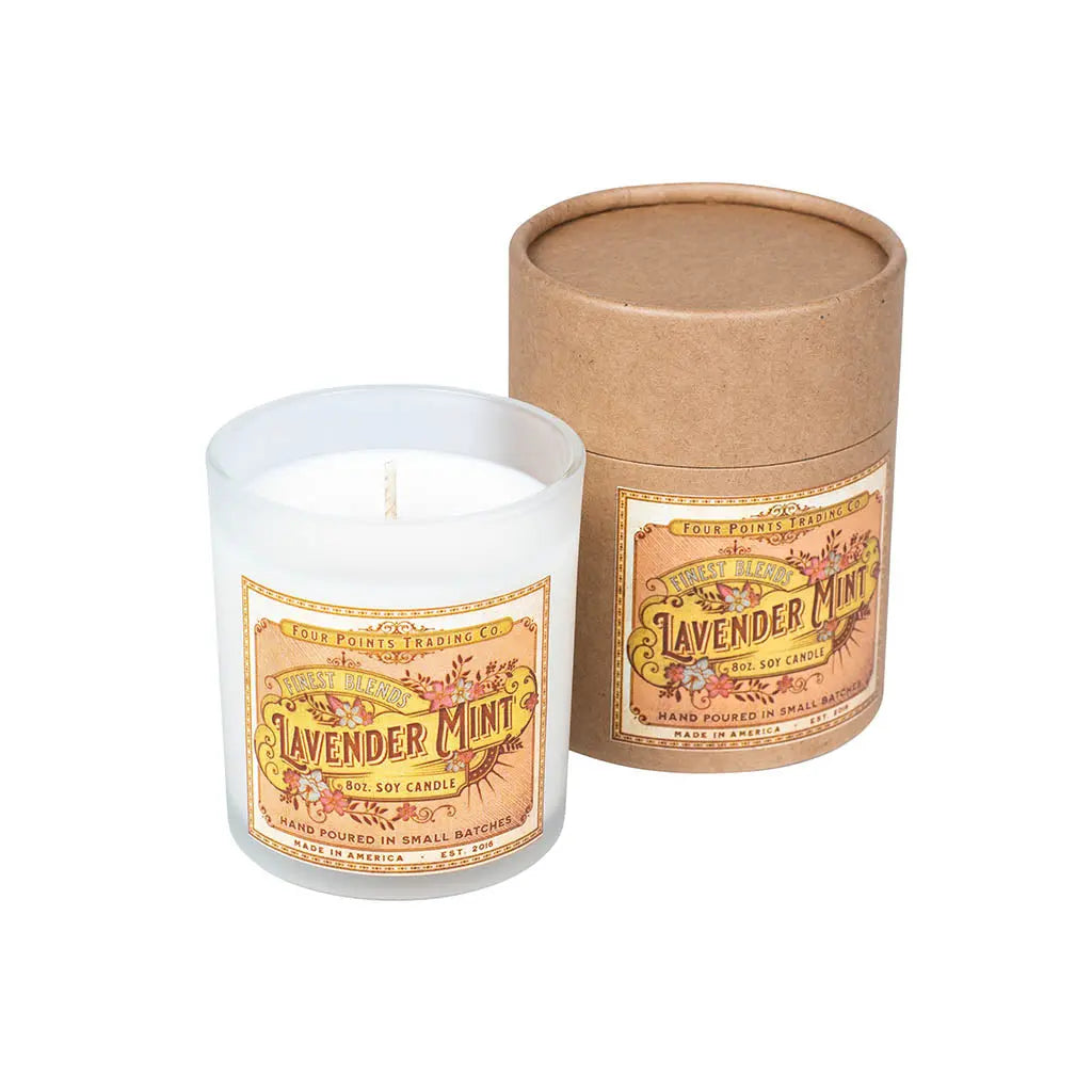 Lavender Mint 8oz Soy Scented Candle by Four Points Trading Co. FOUR POINTS TRADING CO.