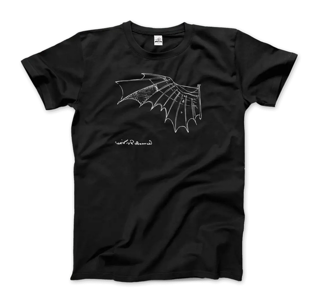 Leonardo Da Vinci, Glider Sketch Artwork T-Shirt by Art-O-Rama Shop ART-O-RAMA-SHOP