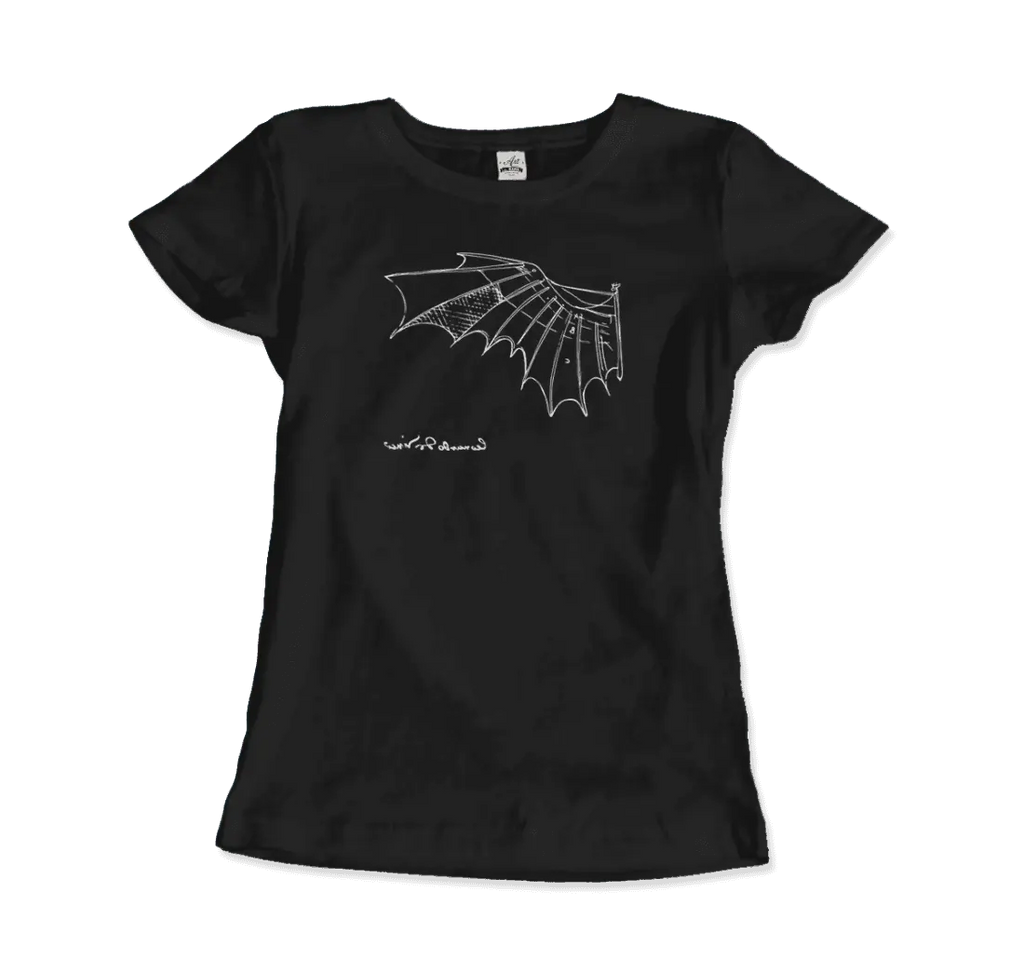 Leonardo Da Vinci, Glider Sketch Artwork T-Shirt by Art-O-Rama Shop ART-O-RAMA-SHOP