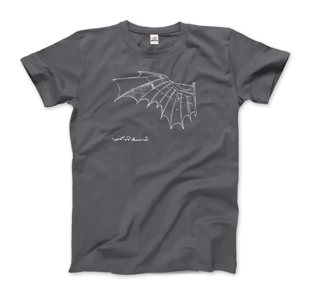Leonardo Da Vinci, Glider Sketch Artwork T-Shirt by Art-O-Rama Shop ART-O-RAMA-SHOP