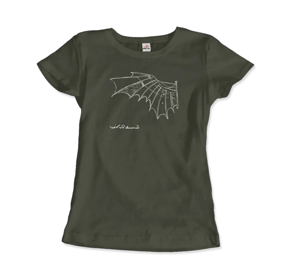 Leonardo Da Vinci, Glider Sketch Artwork T-Shirt by Art-O-Rama Shop ART-O-RAMA-SHOP