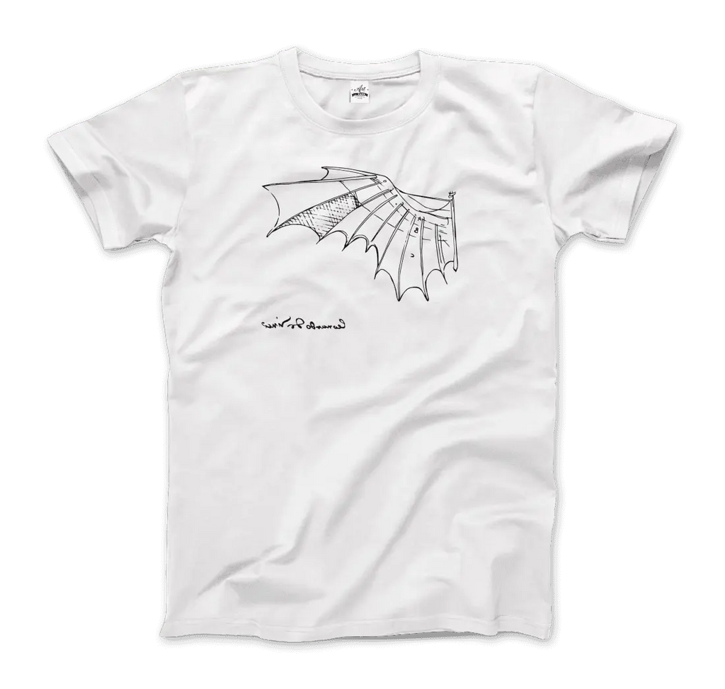 Leonardo Da Vinci, Glider Sketch Artwork T-Shirt by Art-O-Rama Shop ART-O-RAMA-SHOP