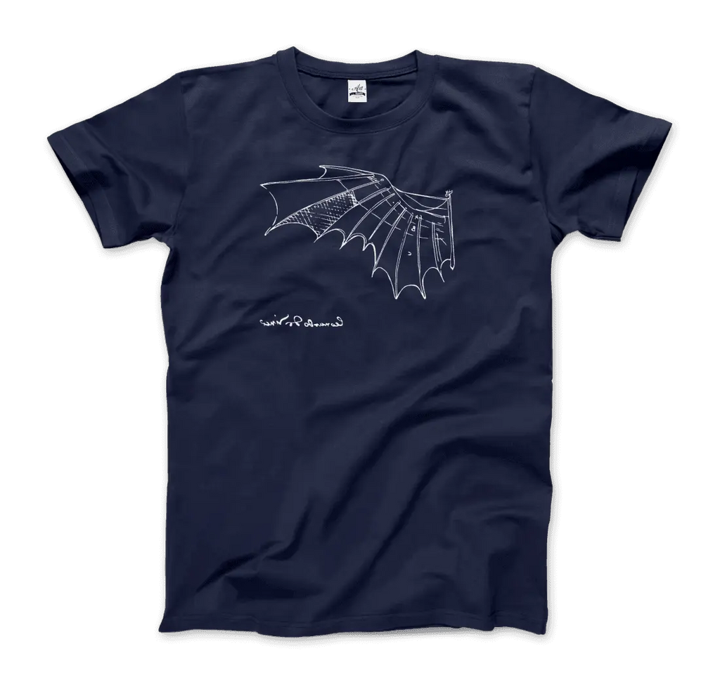 Leonardo Da Vinci, Glider Sketch Artwork T-Shirt by Art-O-Rama Shop ART-O-RAMA-SHOP