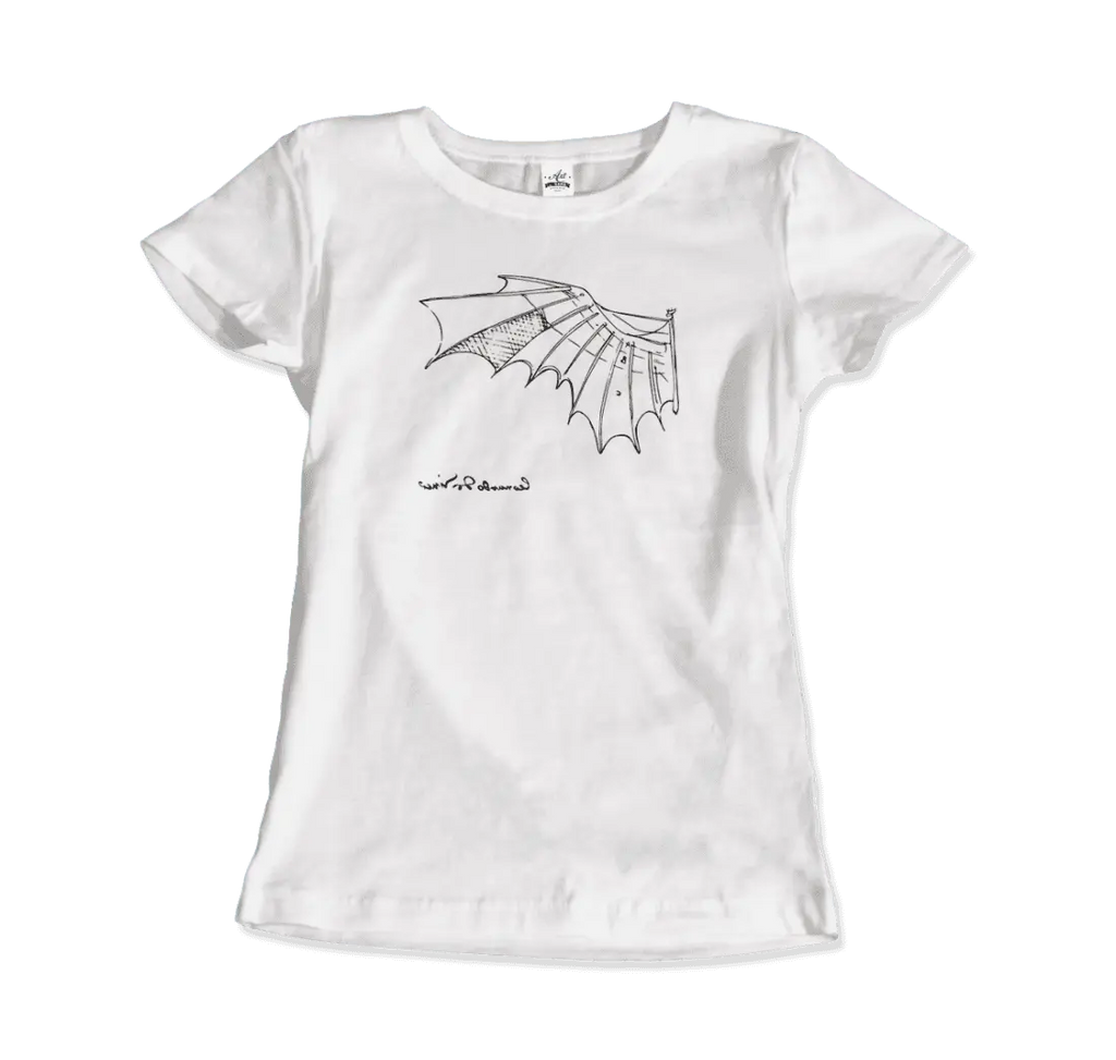 Leonardo Da Vinci, Glider Sketch Artwork T-Shirt by Art-O-Rama Shop ART-O-RAMA-SHOP