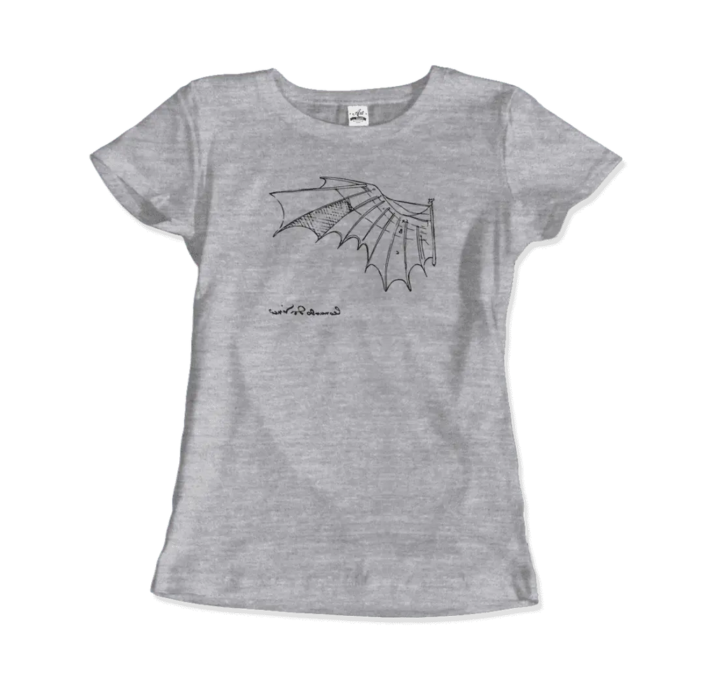 Leonardo Da Vinci, Glider Sketch Artwork T-Shirt by Art-O-Rama Shop ART-O-RAMA-SHOP