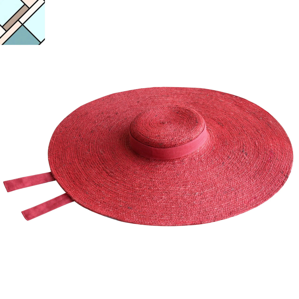 Lola Wide Brim Jute Straw Hat, in Red by BrunnaCo BRUNNA CO