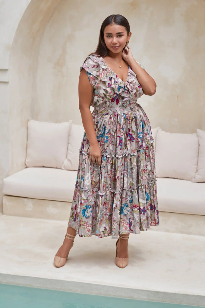 Looking Back Ruffle Midi Dress (Sale) by Bali ELF Bali ELF