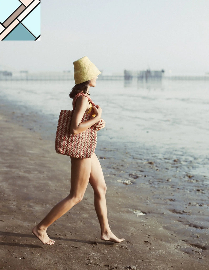 Louisa Striped Straw Tote Bag by BrunnaCo BRUNNA CO