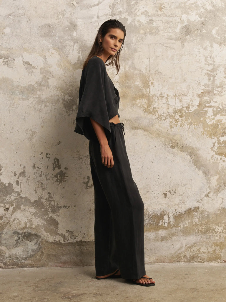 Lucid Flow Tie Pants - Black by The Handloom The Handloom