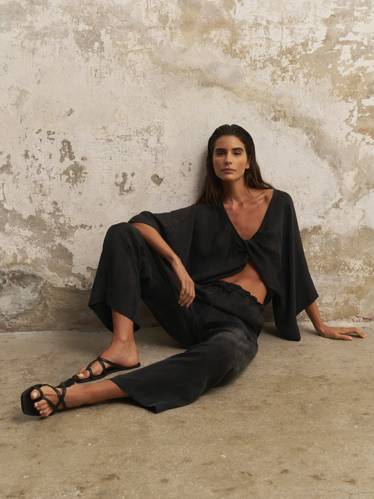 Lucid Flow Tie Pants - Black by The Handloom The Handloom