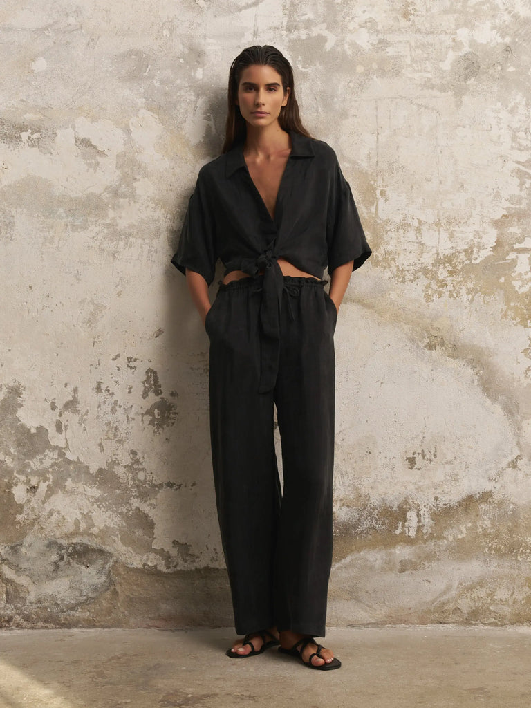 Lucid Flow Tie Pants - Black by The Handloom The Handloom