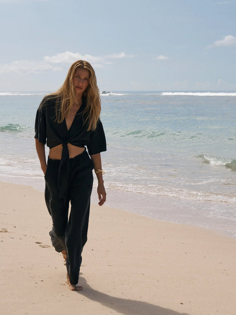 Lucid Flow Tie Pants - Black by The Handloom The Handloom