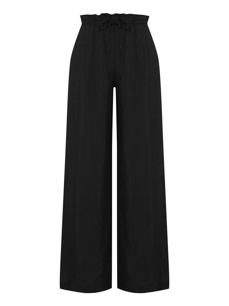 Lucid Flow Tie Pants - Black by The Handloom The Handloom