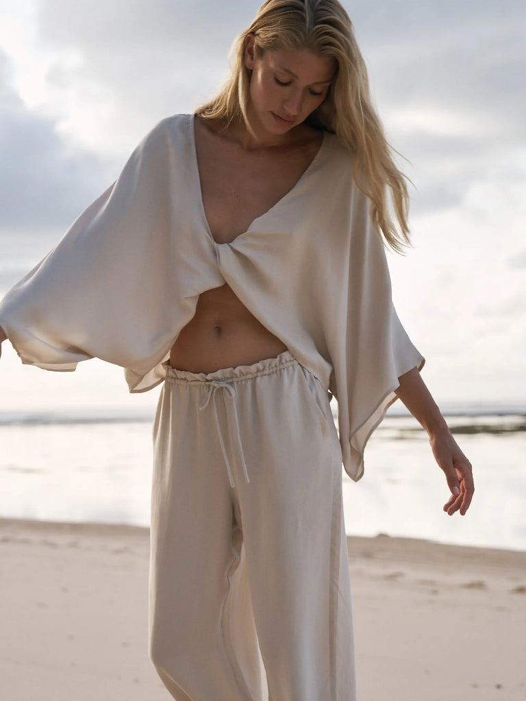 Lucid Flow Tie Pants - Sand by The Handloom The Handloom