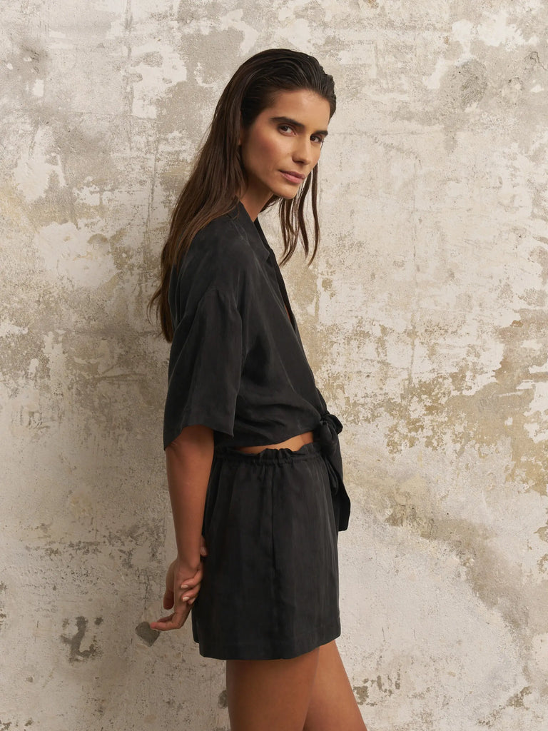 Lucid Flow Tie Shorts - Black by The Handloom The Handloom