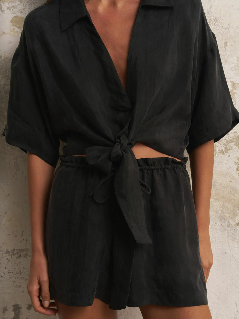 Lucid Flow Tie Shorts - Black by The Handloom The Handloom