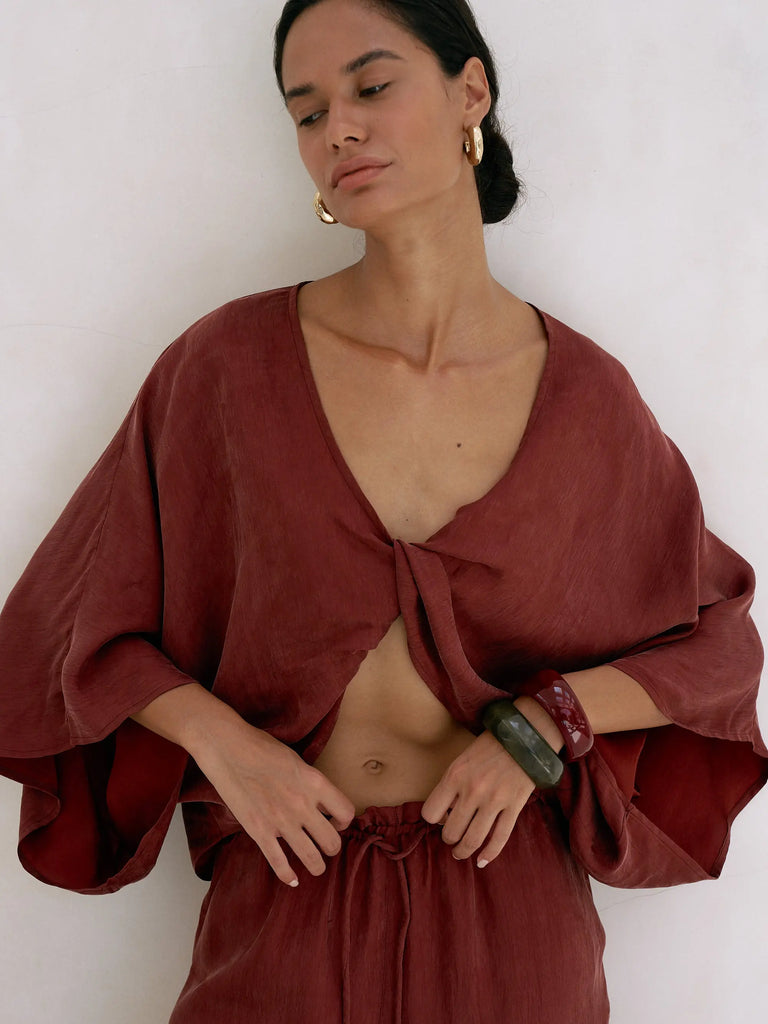 Lucid Knot Top - Burgundy by The Handloom The Handloom