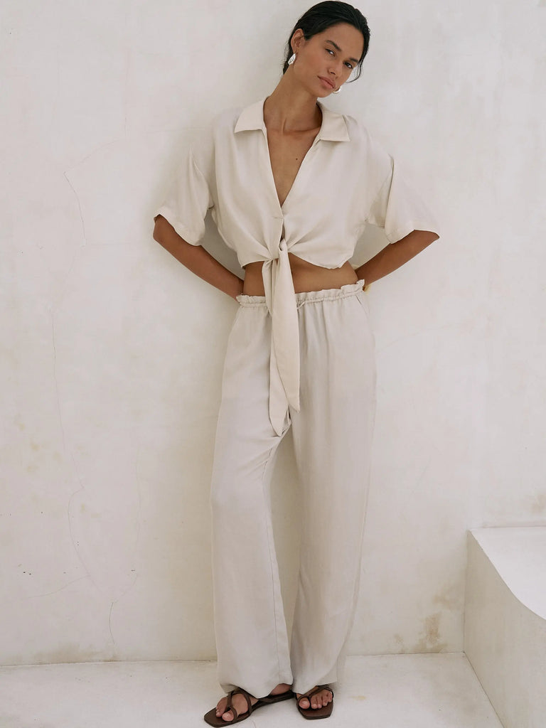 Lucid Tie Shirt - Sand by The Handloom The Handloom