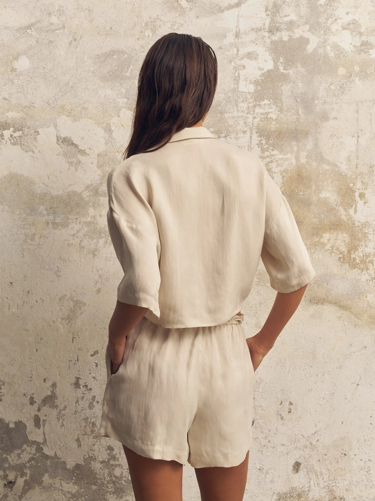 Lucid Tie Shirt - Sand by The Handloom The Handloom