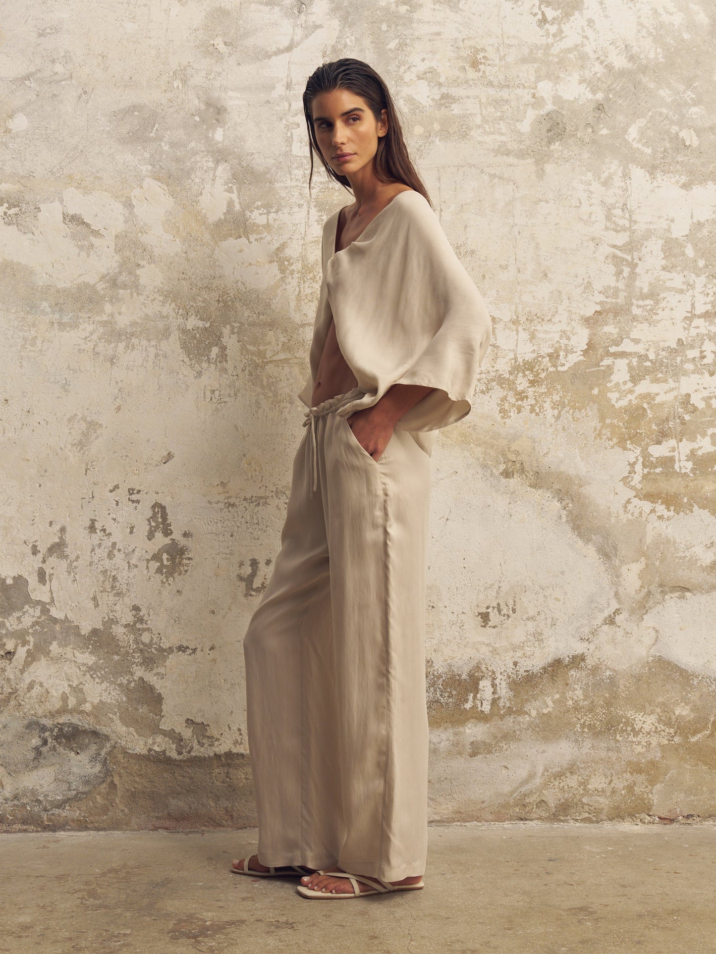 Lucid Flow Tie Pants - Sand