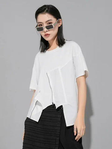 Lupee Zipper Shirt - White by Marigold Shadows Marigold Shadows