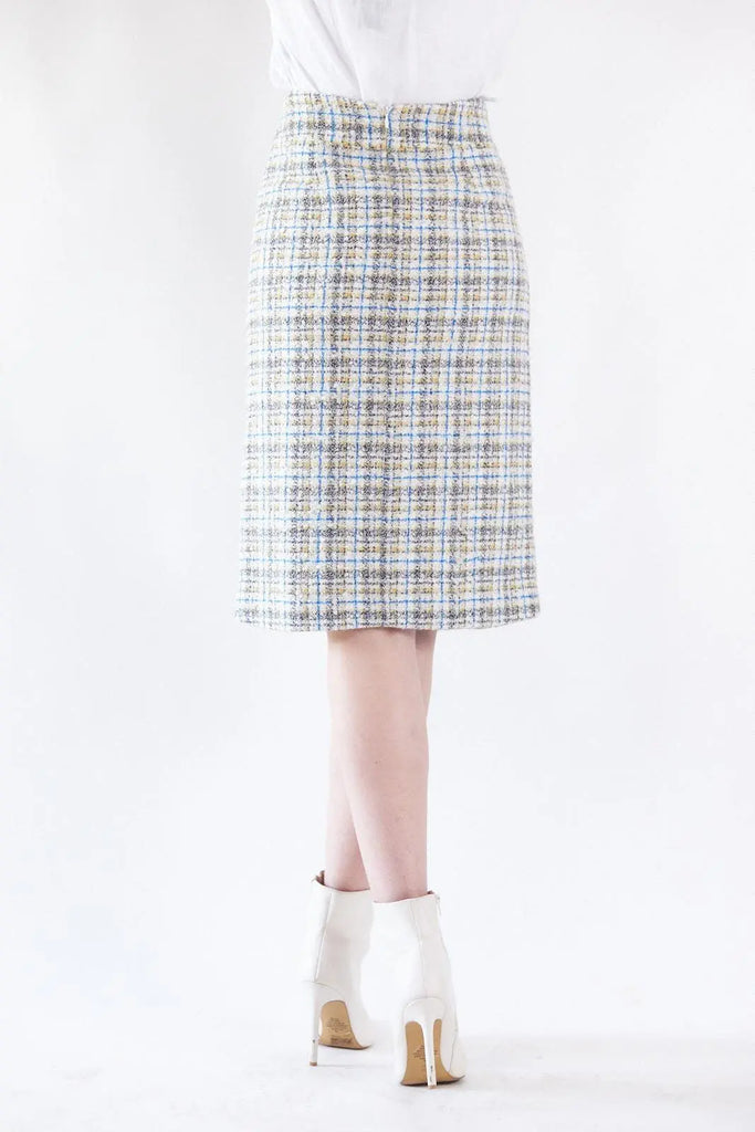 Luxe Plaid Tweed Pencil Skirt by Le Réussi® Le Réussi®